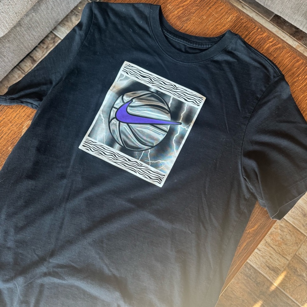 Nike Black and Purple Graphic Tee